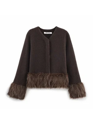 Women’s Faux Fur Knitted Cardigan Coat