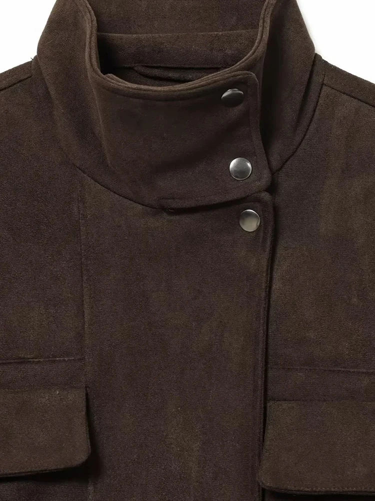 Women’s Minimalist Suede Short Jacket - Image 6