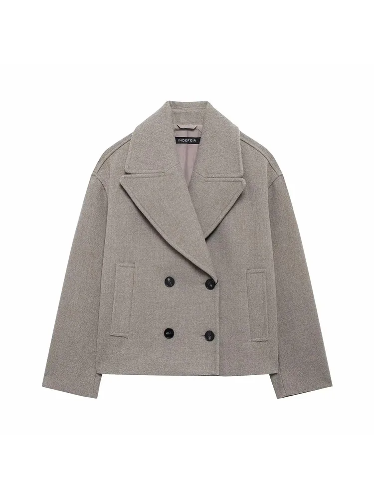 Women’s 2025 Double-Breasted Wool Lapel Coat - Image 5