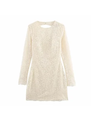 Women’s Lace Patchwork Backless Mini Dress