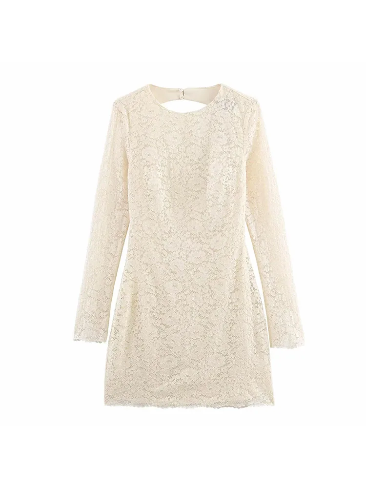 Women’s Lace Patchwork Backless Mini Dress