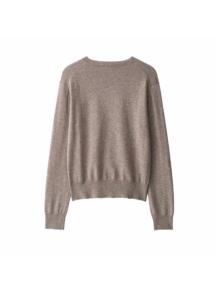 Autumn Winter V-Neck Knitted Cotton Sweater - Image 3