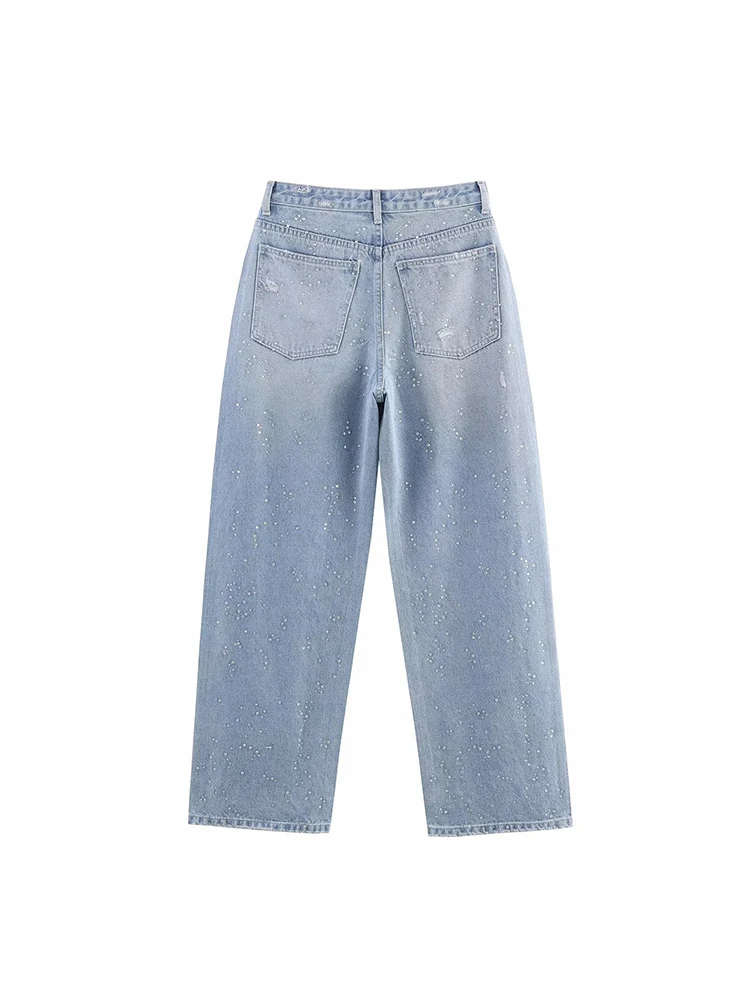 Women’s Denim Trouser Set with Water Drill Decoration - Image 5