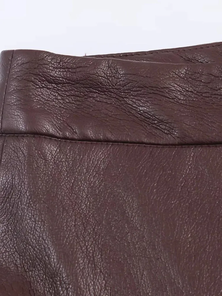 Autumn Leather Belt A Line Skirt - Image 4