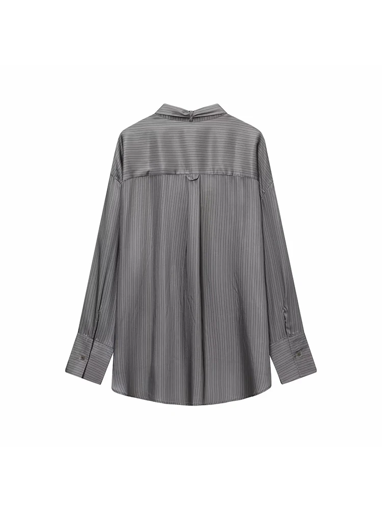 Women’s Striped Loose Long-Sleeve Shirt - Image 2