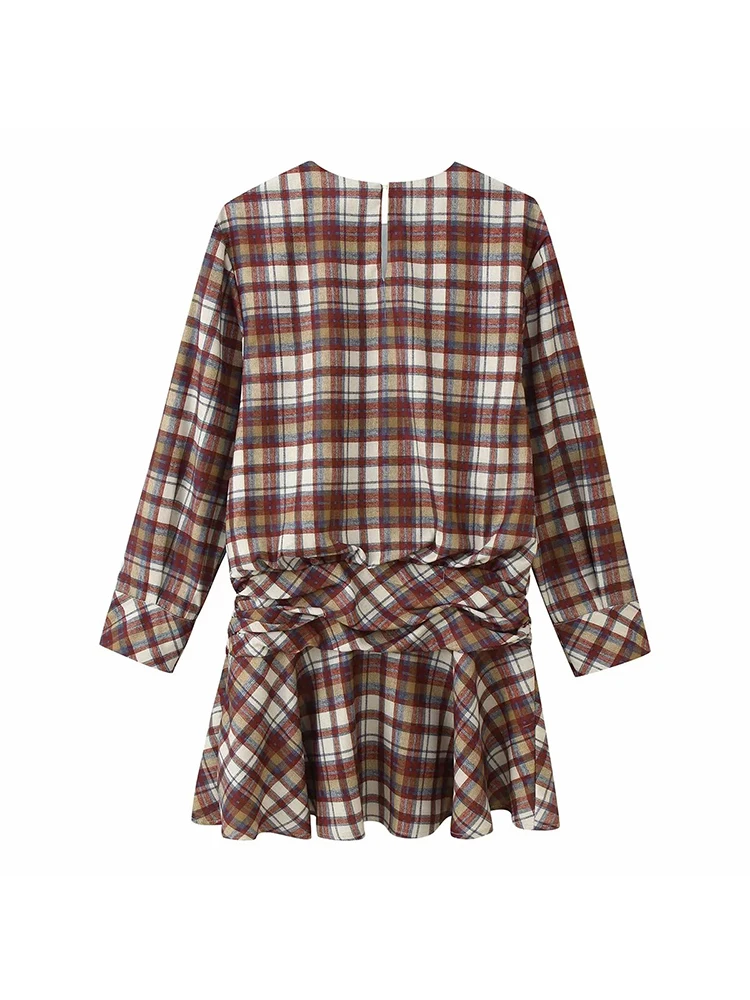 Women’s Slimming Plaid A-Line Mini Dress - Image 2