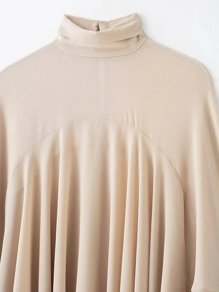 Women’s Loose Layered Cape Coat Casual Long Sleeve Top - Image 3