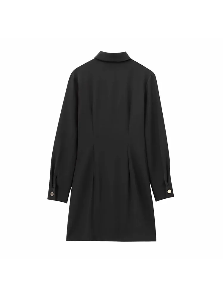 Women’s 2025 Elegant Turn-Down Collar Mini Dress - Image 3