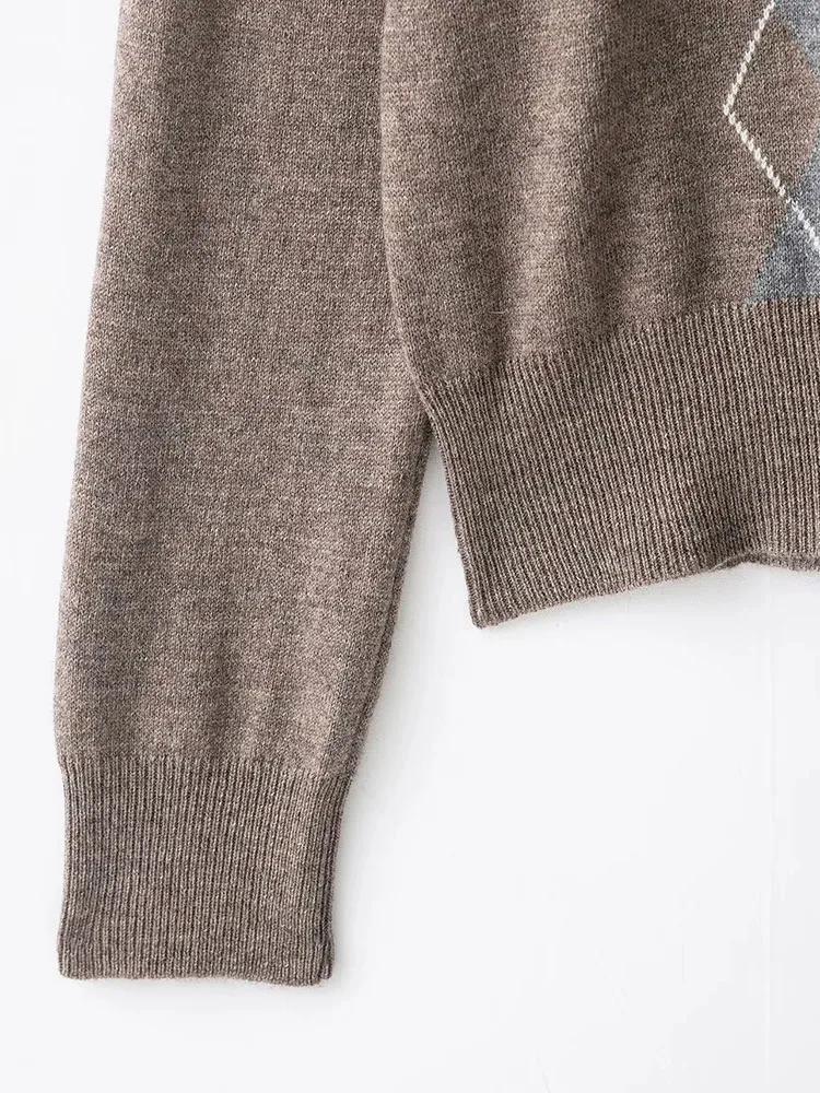 Autumn Winter V-Neck Knitted Cotton Sweater - Image 4