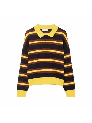 Autumn Winter Striped Knit Pullover