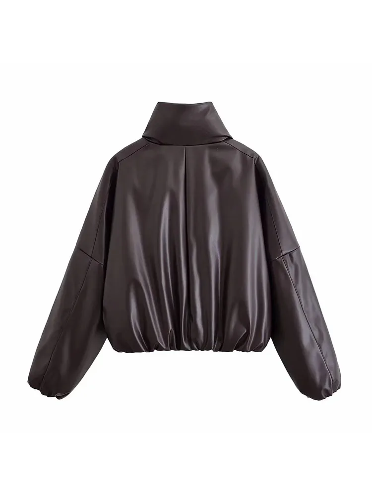 Autumn Winter Vintage Leather Jacket Women - Image 2