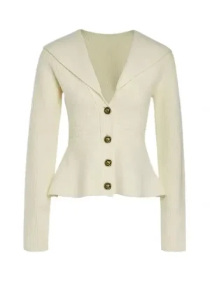 Knitted Cardigan with Big Lapel for Women