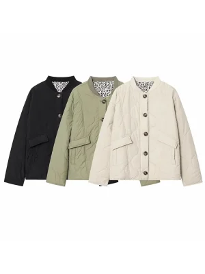 Women's 2025 Leopard Print Quilted Jacket