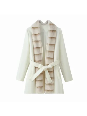 Women’s Elegant Faux Fur Lace Up Coat