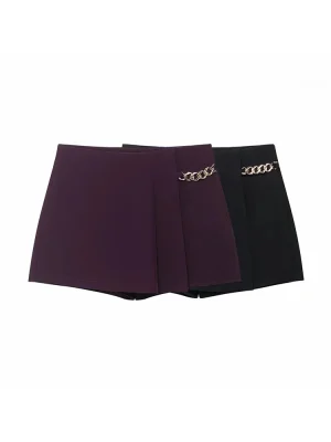 2025 Autumn High Waist Chain Zipper Skort