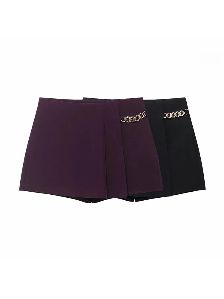 2025 Autumn High Waist Chain Zipper Skort