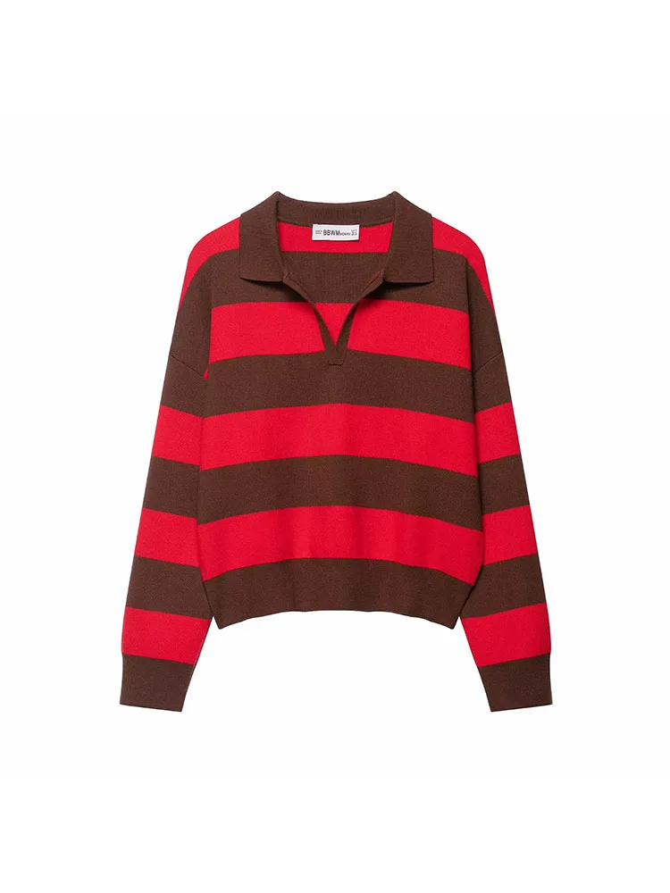 Autumn Winter Striped Knit Pullover - Image 2
