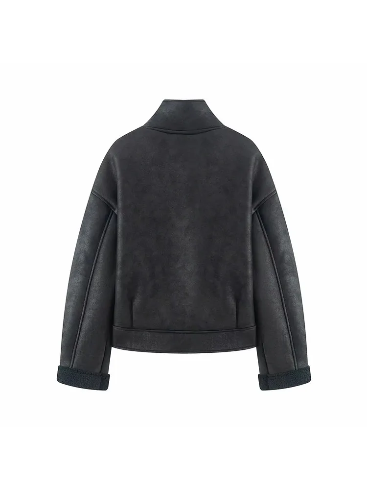 Autumn Winter Stand Collar Coat Women - Image 5