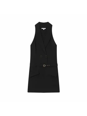 Autumn Winter Black Belt Vest Women