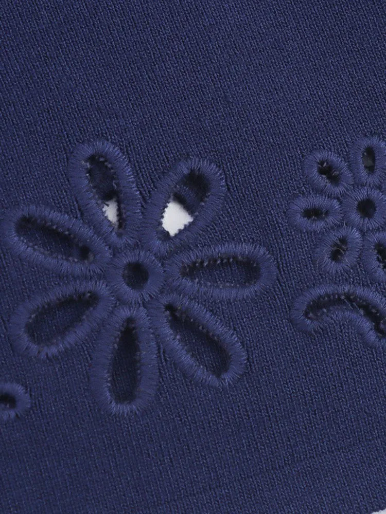 Women’s Casual Hollow Embroidery Knit Top - Image 5