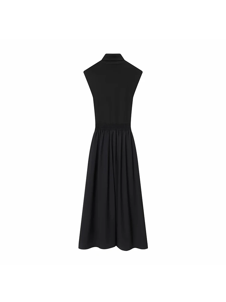 Women’s Black Splice Sleeveless Midi Dress - Image 2