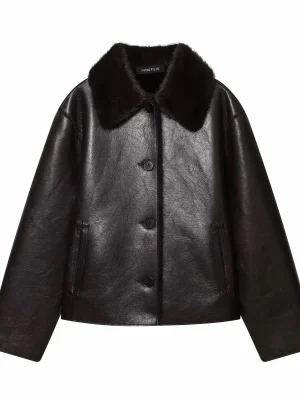 Winter Reversible Plush Faux Leather Jacket
