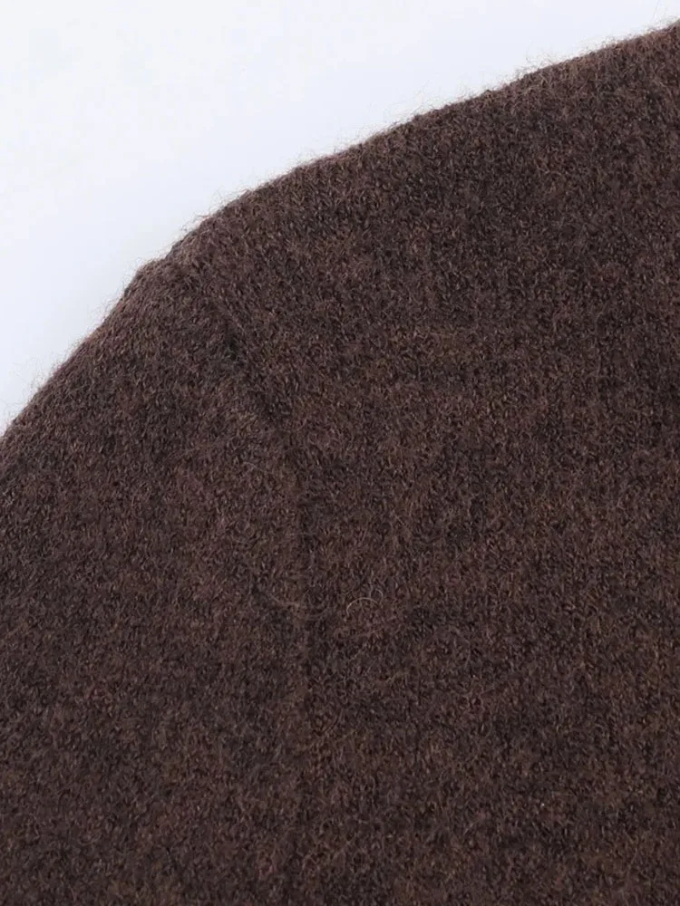 Women’s Brown Fur Patchwork Party Dress - Image 5