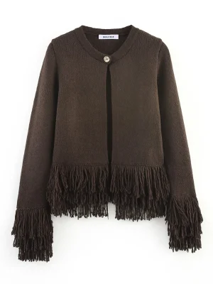 Vintage Fringe Round-Neck Jacket