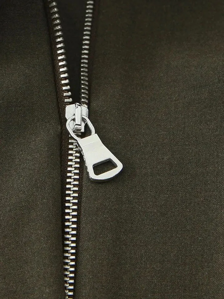 Autumn Winter Sleeveless Lapel Zip A-Line Dress Coat - Image 5