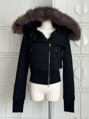 Women’s Hooded Short Jacket with Fur Liner