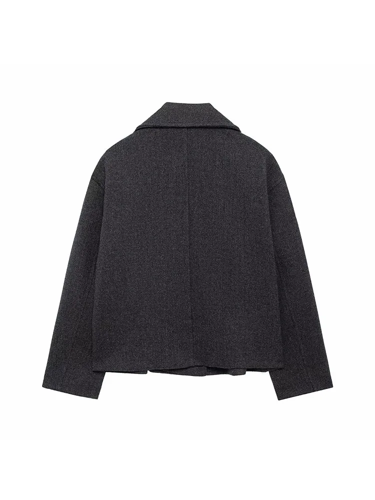 Women’s 2025 Double-Breasted Wool Lapel Coat - Image 4