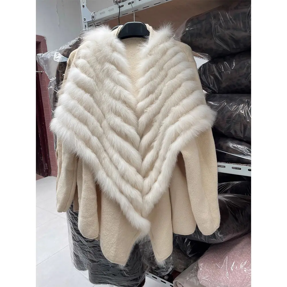 Faux Fur Trim Knit Coat for Women - Image 3