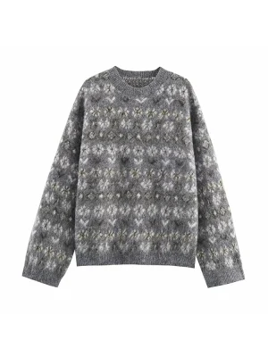 Women’s Retro Embroidered Knit Sweater