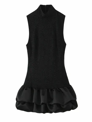 Autumn Winter Sexy O-Neck Sleeveless Mini Dress