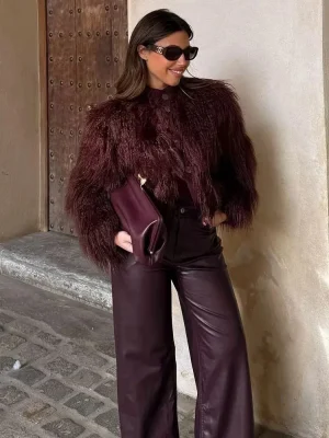 2025 Autumn Faux Fur Cropped Coat