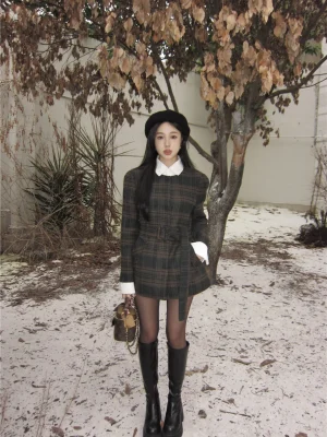 Autumn Wool-Blend Patchwork Jacket