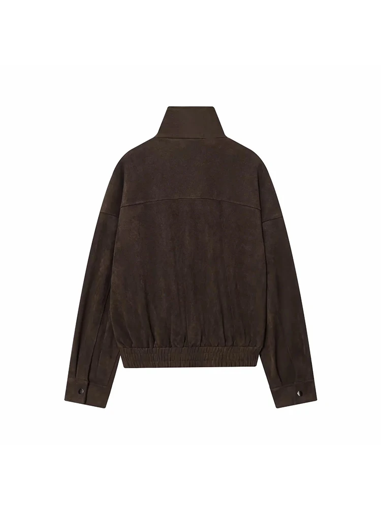 Women’s Minimalist Suede Short Jacket - Image 4