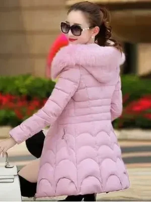 Medium-Length Slim Fit Plush Hoodie Coat