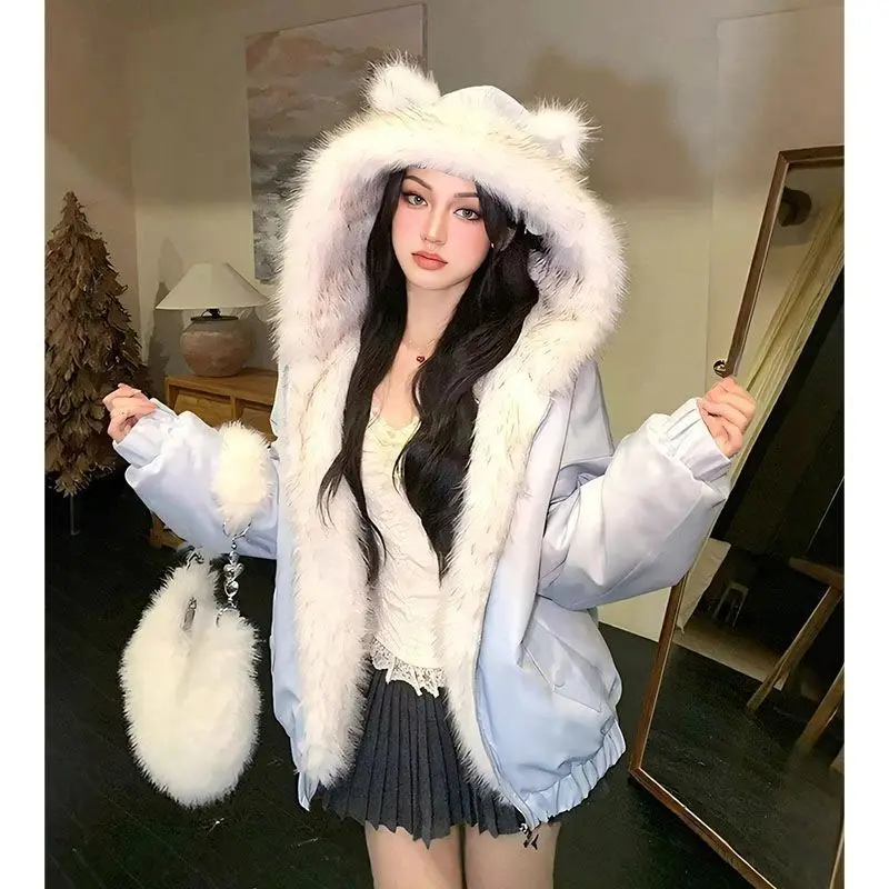 Fashionable Minimalist Zipper Hooded Cotton Jacket