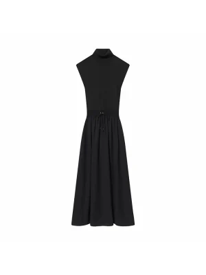 Women’s Black Splice Sleeveless Midi Dress