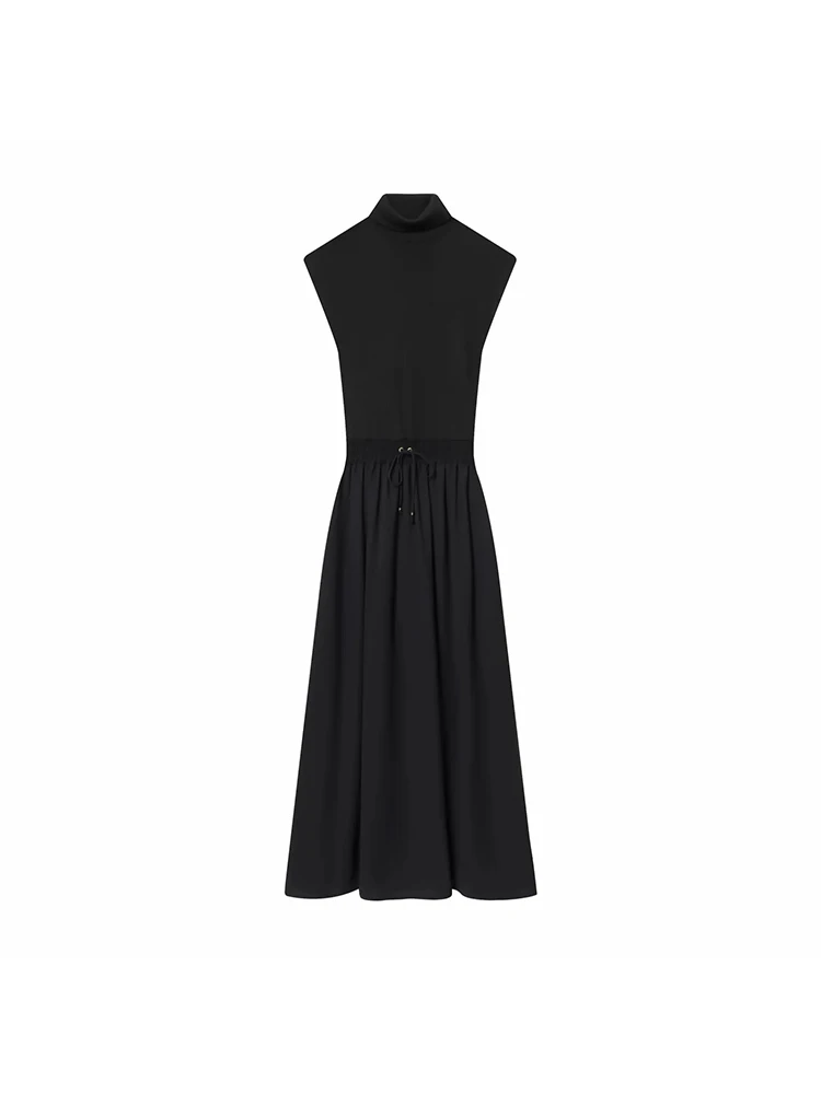 Women’s Black Splice Sleeveless Midi Dress