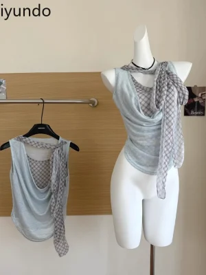 Summer Hot Girl Off Shoulder Fake Two Piece Short Sleeve Top