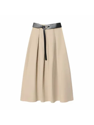 Women's 2025 Vintage Belted A-Line Long Skirt