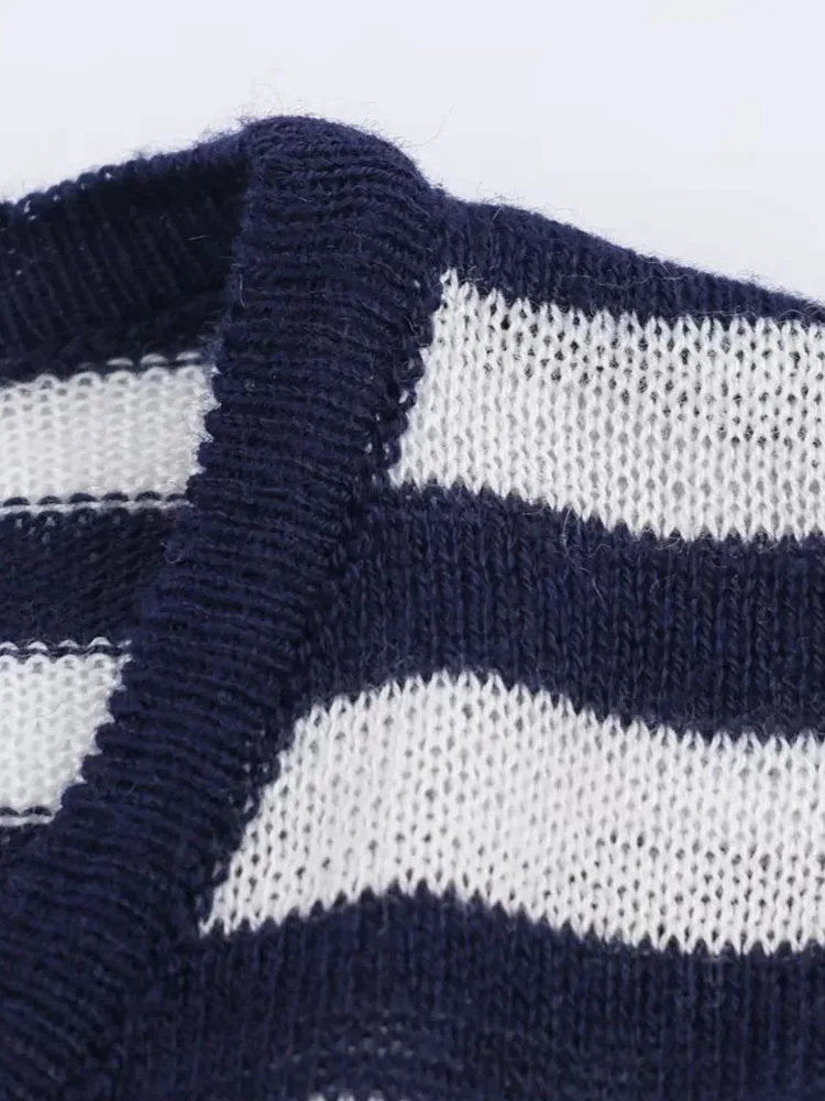 Women’s Striped Knitted Cardigan Sweater - Image 4