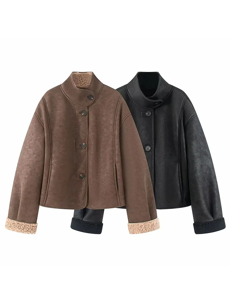 Autumn Winter Stand Collar Coat Women
