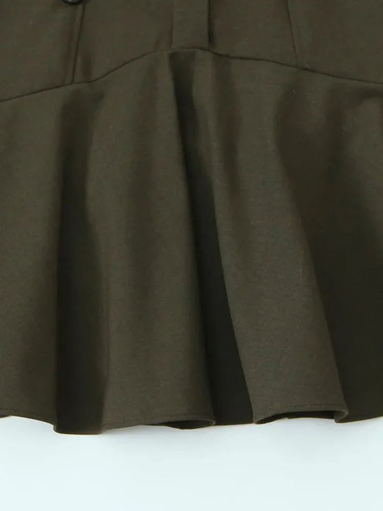 Autumn Winter Sleeveless Lapel Zip A-Line Dress Coat - Image 4