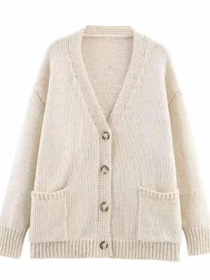 Autumn Comfy Long-Sleeve Cardigan with Pockets