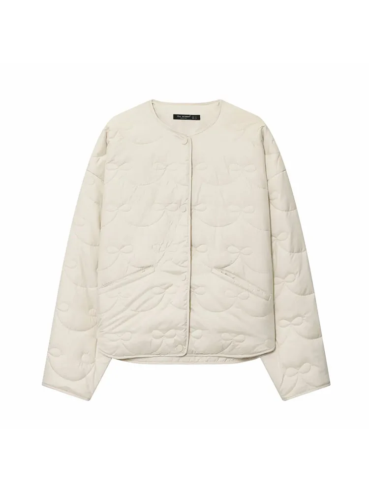 Autumn Winter Solid O-Neck Single-Breasted Straight Coat - Image 4