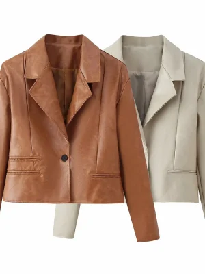 Autumn Winter PU Leather Jacket Women