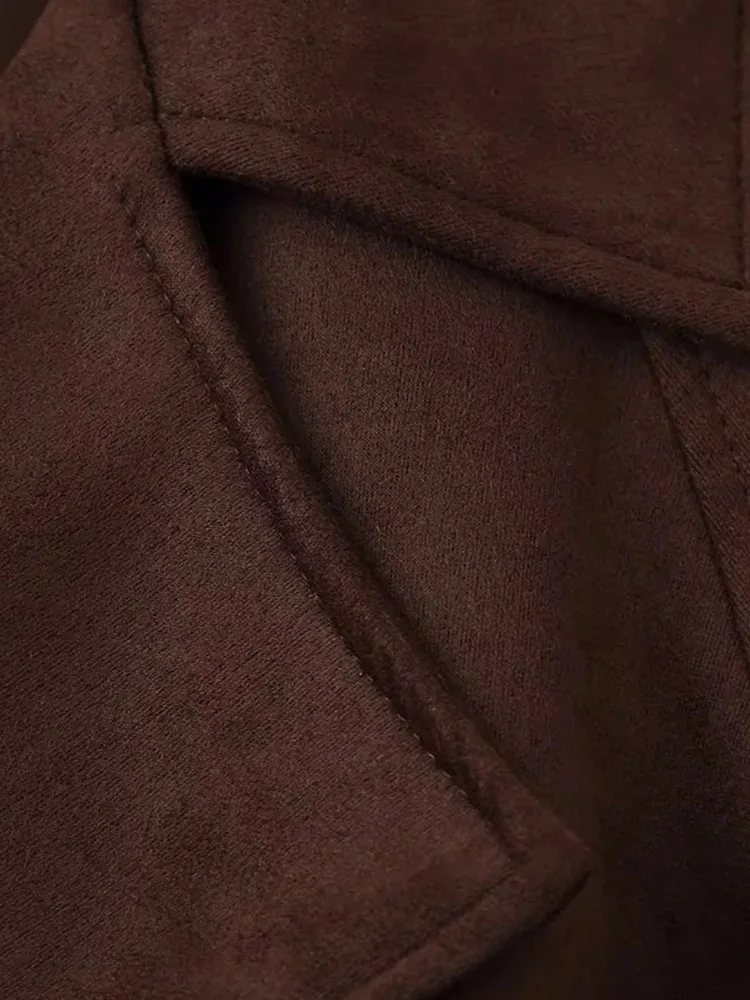 2025 Autumn Vintage Brown Tie-Up Short Jacket - Image 7